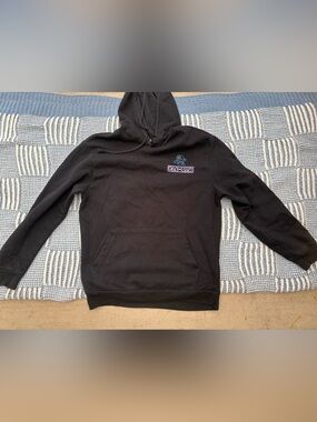 Black Crewneck Hoodie with Subtle Chest Graphic
